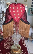 Antique  Style Boudoir Lamp Shade,  fringes & Beads, Red Gold & black Handmade  picture