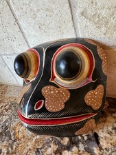 Vintage Balinese Indonesian Tribal Frog Mask Painted Hinged Mouth 6