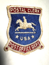 Vtg 1960s Embroidered Post Office Dept Postal Clerk Patch Pony Express Design picture