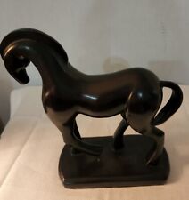 Horse Figurine, Grecian Trojan Horse Statuette, Cherry Dark Wood Horse Sleek picture