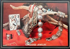 Silver & Turquoise Jewelry  Navajo & Pueblo Indians New Mexico Museum - POSTCARD picture