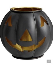 New Pottery Barn Metal Black Jack O' Lantern Pumpkin String Lights Halloween htf picture