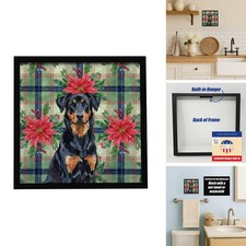 Caroline's Treasures Beauceron Christmas Poinsettias Framed Metal Print 8X8 picture