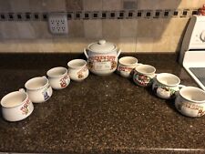 Eight Vintage Recipe Soup Mugs With Handles and Tureen Pot With Lid picture