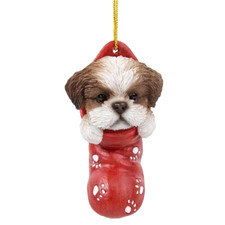 ♛ New PACIFIC GIFTWARE Ornament SHIH TZU Dog Christmas Holiday Stocking Sock picture