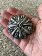 Antique Sterling Silver Trinket Box Repousse Pill Box  E.R. & Co picture