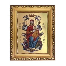 Virgin and Child, Queen of the Universe, Full Body Greek Orthodox Icon Framed picture