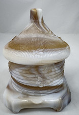 Imperial Caramel Slag Glass Beehive Covered Dish-MARKED picture
