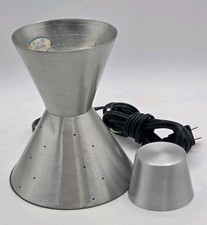 VINTAGE Lava Lamp Base Topper & Bulb Mid Century Modern Brushed Aluminum Parts picture