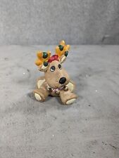 Vintage Cute Porcelain Reindeer Mini Candle Stick Holder Holiday Christmas Décor picture