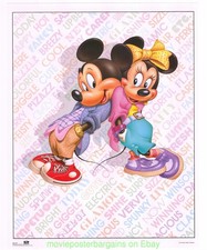 MICKEY MOUSE AND MINNIE MOUSE POSTER Mint Condition DISNEY FEELINGS 80S PRINT picture