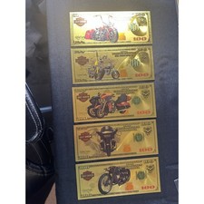 Harley-Davidson Motorcycle 5-Piece Gold Foil Novelty Note Set Collectible picture