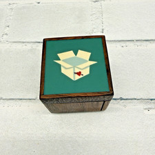 Vtg Robert McKeown Wood Stamp Box Resin Hand Crafted Trinket Love Happy Mail picture