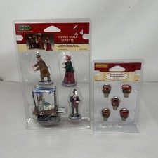 LEMAX 2002 CHRISTMAS VILLAGE COLLECTION COFFEE STALL BUVETTE SET #22560 & More picture