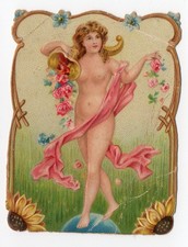 Antique Monterrey Cigarettes Trade Card Embossed Die-Cut Chromolithograph Nude picture