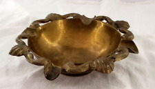 Vintage Brass Decorative Ashtray Gold Shells Scroll Pattern picture