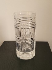 Ralph Lauren Glen Plaid Crystal Highball Tall Beverage Glasses Vintage picture
