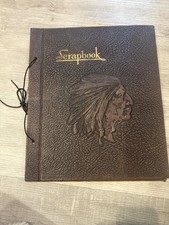 Vintage 1940s Embossed Leather Scrapbook - Native American Chief Souvenir picture