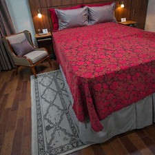 Vtg 60s Cannon Fine Quality Full-Size Floral Tapestry Bedspread Fringe USA picture