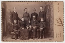 Antique Cabinet Card Lee Large Family Group Portrait Scalloped Danville PA picture