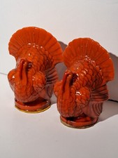 PAIR OF VINTAGE SUNI THANKSGIVING TURKEY CANDLES 6.5