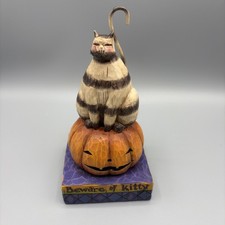 Jim Shore Beware Of Kitty Cat on Pumpkin Halloween Heartwood Creek picture