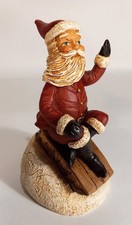 Vtg 1993 Early JIM SHORE Great American Design SANTA CLAUS on SLED-Ltd Edition picture