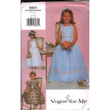 Vogue 9801 Girls Special Occasion Dress Sewing Pattern Size 2-3-4 Flower Girl picture