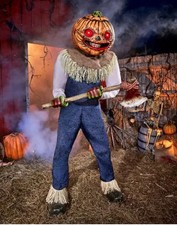 Spirit Halloween 7 Ft 1 In Pumpkin Punisher Animatronic Halloween Scarecrow Prop picture