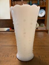 Vintage Anchor Hocking White Milk Glass Teardrop Pearl Dots Arrows Vase  picture