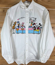 VTG Disney Store Rare Embroidered Mickey & Friends Long Sleeve Button Shirt picture