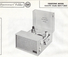1958 FIRESTONE 4-A-175 RECORD PLAYER Changer Photofact MANUAL Portable Receiver picture
