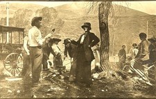 Antique RPPC Outdoor Camp Picnic Buckley Wagon Western Mountain Scene c1910 picture