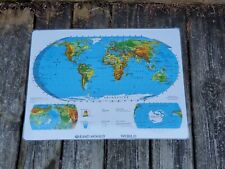 Rand McNally 17x22 World Outline Map Laminated Markable Double Sided Vintage picture