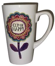 “Cup Of Happy” Natural Life Tall Mug Latte Coffee Flowers Retro Hippy Boho picture