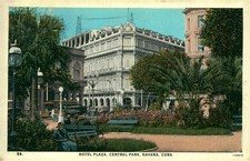 Vintage Hotel Plaza Havana Cuba Central Park White Border Postcard picture