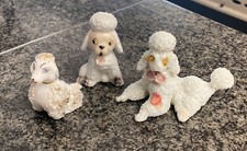 Lot of 3 Vinatge White Spaghetti Poodle Figurines Japan picture