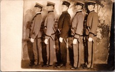 Antique Real Photo Postcard Military Cadets in Uniform with Swords 1914 picture