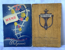 Vintage 1943 Walgreens Lunch Counter Menus Set of 2 Original Soda Fountain picture