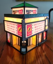 Vintage 1997 Light-up COCA COLA Stained Glass Theater picture
