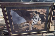 Home Interiors Tiger Framed Picture 27” X 33” HOMCO Big Cat By Linda Wacaster picture