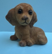 Rare Retro Vintage Flocked Dachshund Dog Figurine 3