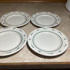4 Longaberger Pottery Woven Heritage Green Trim 7 1/4” Plates USA picture