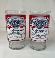 Set Of 2 BUDWEISER Beer 12oz Drink Ware Glasses picture