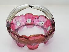 Westmoreland Glass Cranberry/Pink Iridescent Dogwood Split Handle Basket picture