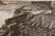 1914 Dam Building Aerial View Industrial Site River RPPC Postcard 326 picture
