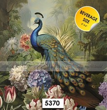 (5370-Orig) TWO Paper BEVERAGE / COCKTAIL Decoupage Art Craft Napkins - PEACOCK picture