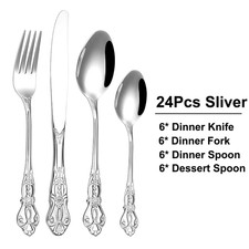 Elegant Luxury Stainless Steel Cutlery Set - 6/24/30 Pieces for Dining picture