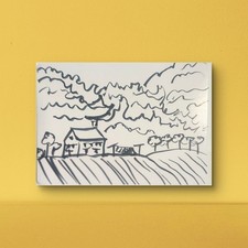 Black And White Country House Abstract Expressionist Original Watercolor  ACEO picture
