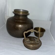 Vintage Brass East Indian Water Urn w Screw Lid And Cup “JMS Cambay 1947” picture